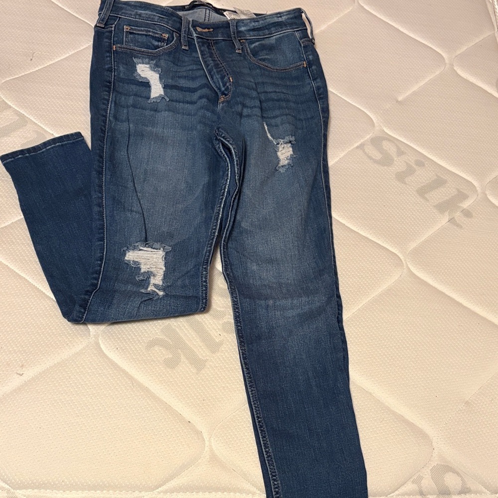 Hollister Dark Blue Distressed Skinny Jeans
